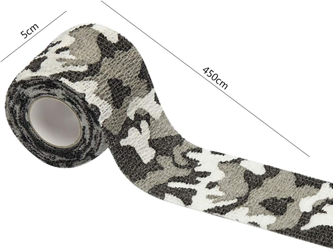 EKIND Multi-Functional Self-Adhesive Camouflage Tape Wrap, Waterproof and Non-Slip for Hunting Guns, Knife Handles, Camping Gear and More - 14.7Ft Total Length (Black White Camo, Pack of 4) image number 1