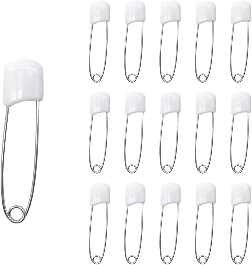 Ruidee 50 Pcs Diaper Pins Nappy Pins Plastic Head Safety Pins with Safe Locking (White) image number 5