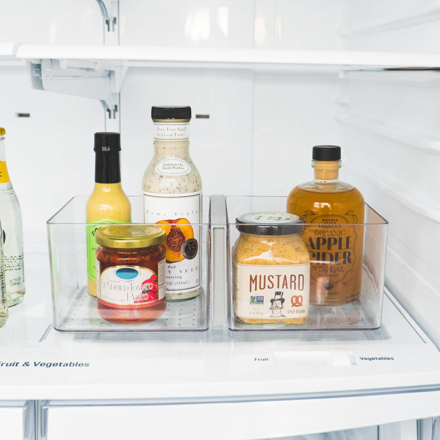 Madesmart Fridge Portable Tote/Condiment Caddy, 12.19 X 5.69 X 4.38 in (30.96 X 14.45 X 11.11 Cm), Light Grey image number 1