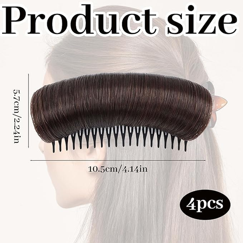 Hair Bun Invisible False Hair Clips, 4Pcs Women Volume Bump Inserts Bun False Clip, Invisible Hair Clip Bump It up Volume Hair Base Women Bump Fluffy Pad image number 6