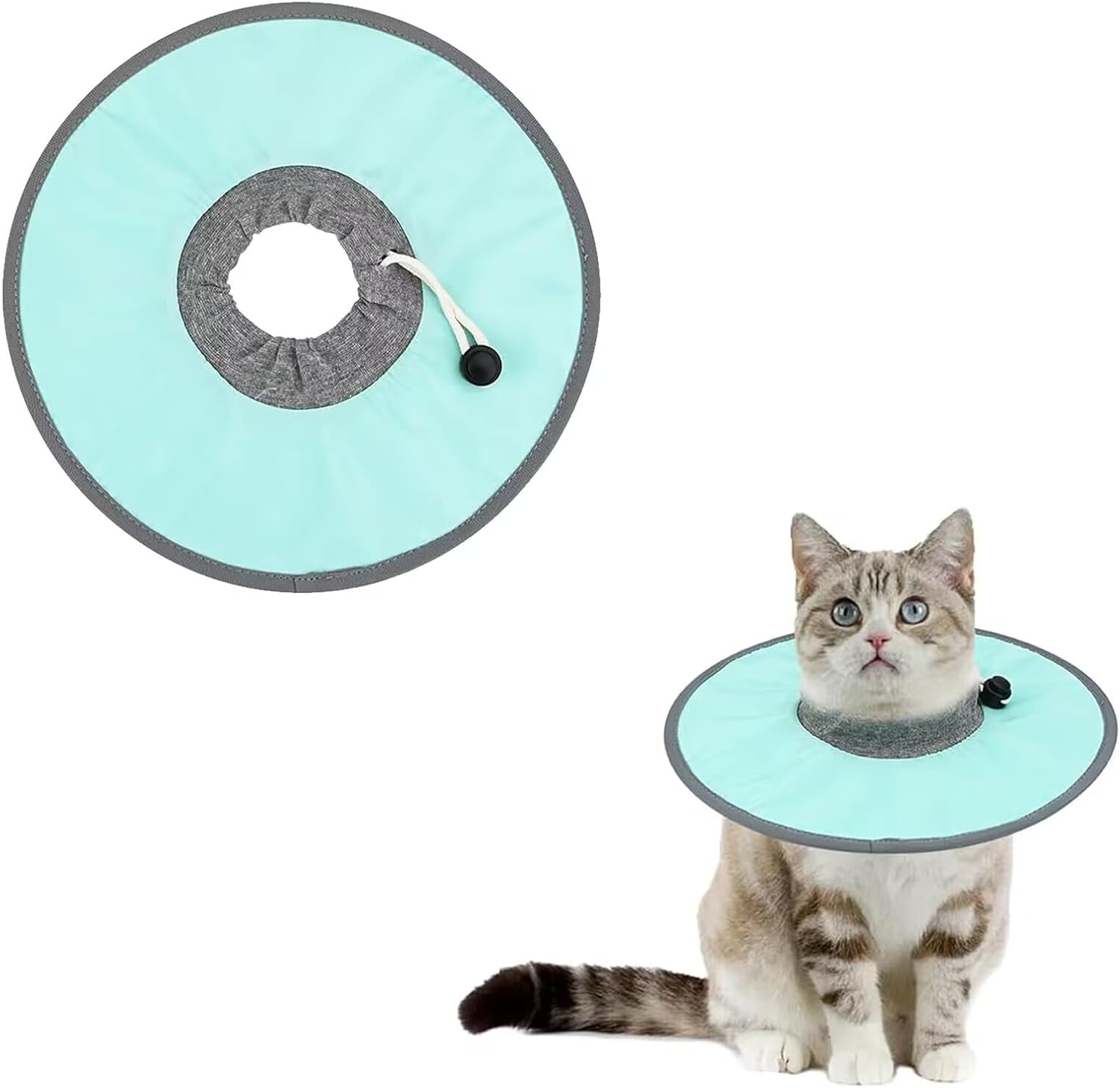 NIYATA Cat Collar, anti Licking Soft Foldable Adjustable Elizabethan Collar Post Surgery Recovery for Cats Leak-Proof Waterproof (Green) image number 2