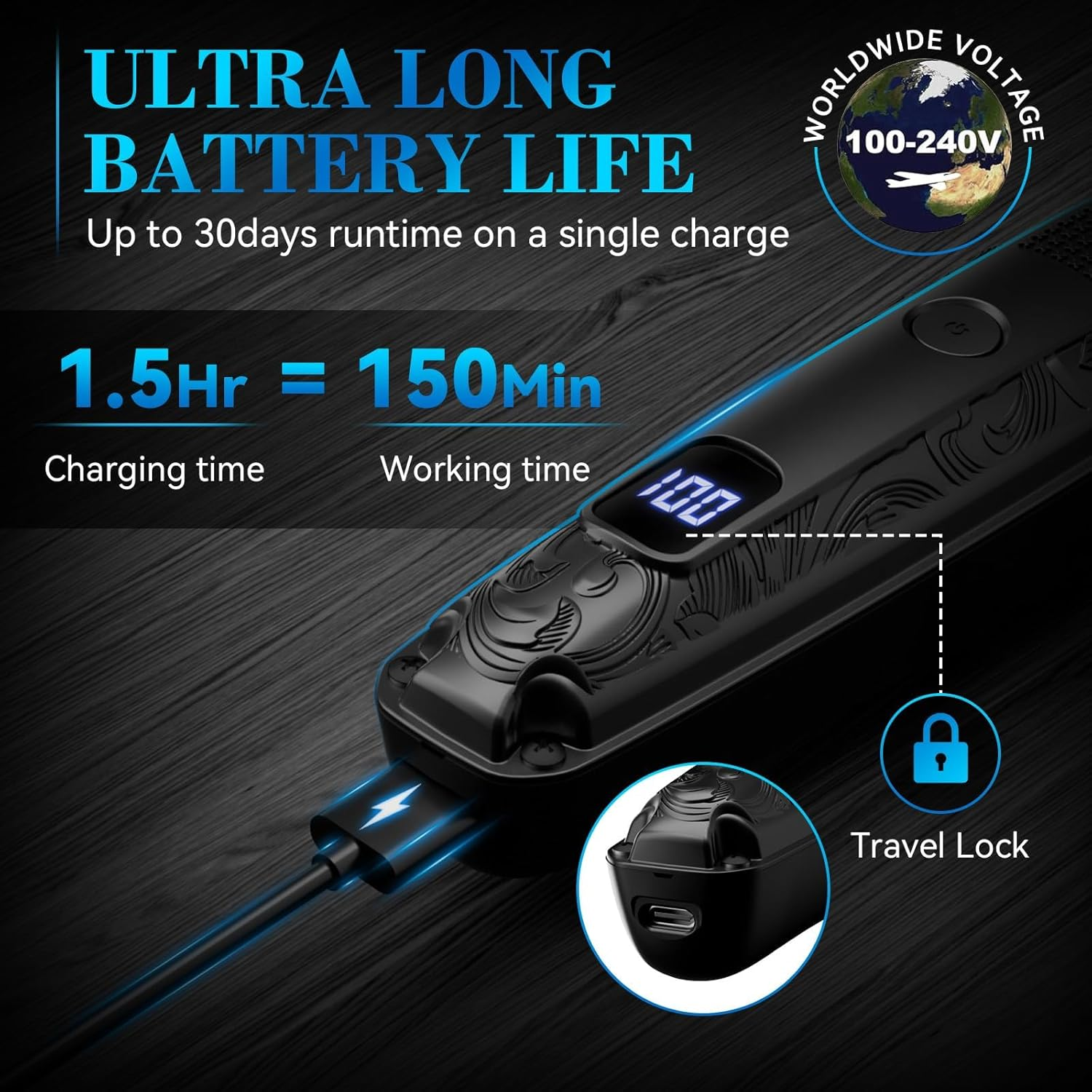 Beard Trimmer for Men, IPX7 Waterproof Electric Shaver Razor, Hair Trimmer for Nose, Body, Face and Mustache, Cordless Hair Clipper Grooming Kit, Gifts for Men image number 2