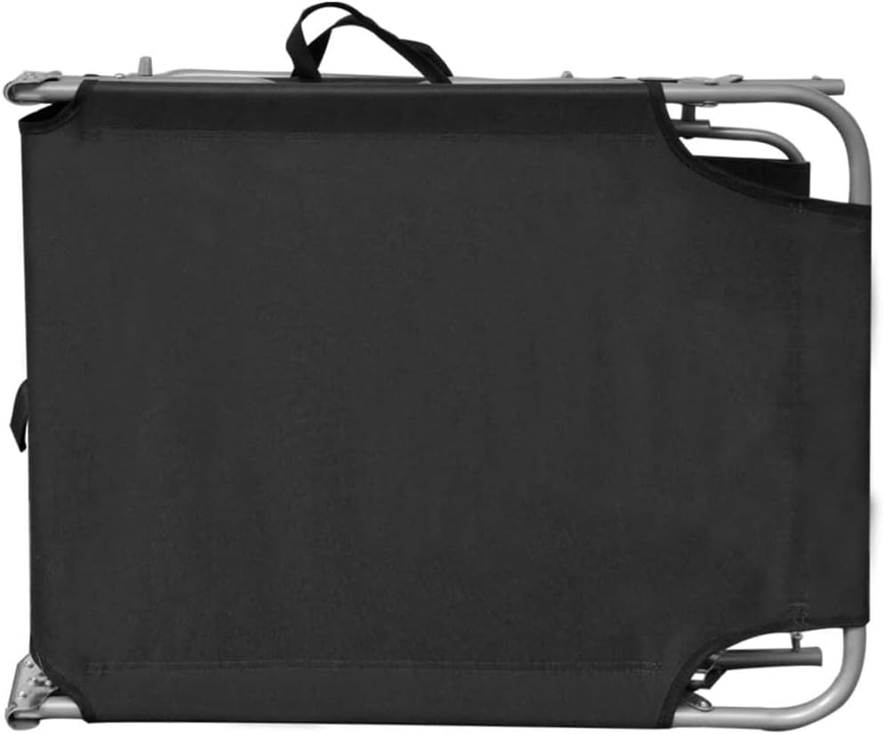 Vidaxl Adjustable Sun Lounger with Canopy&ndash; Foldable, Light, Steel and Polyester&ndash; Black - Green image number 6