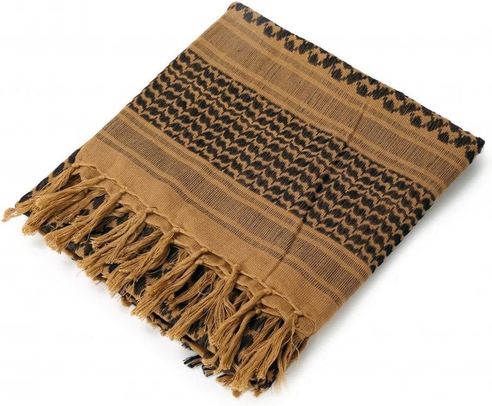 Cotton Military Scarf Shemagh Tactical Desert Keffiyeh Arab Wrap for Women Men 43"X43" Pack of 2