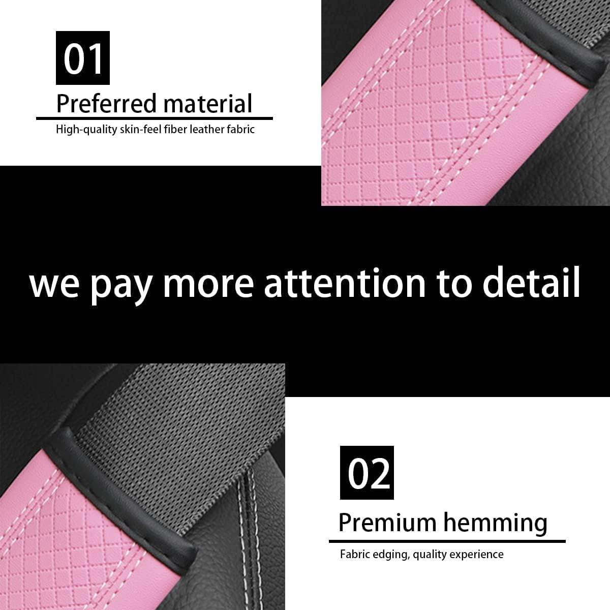 XINLIYA 2PCS Car Seat Belt Cover, Soft Shoulder Strap Covers Harness Pads, Safety Leather Seatbelt Comfort Driving Cushion Protect Your Neck and Shoulder Universal for Car, Truck, SUV (Pink) - Black image number 4