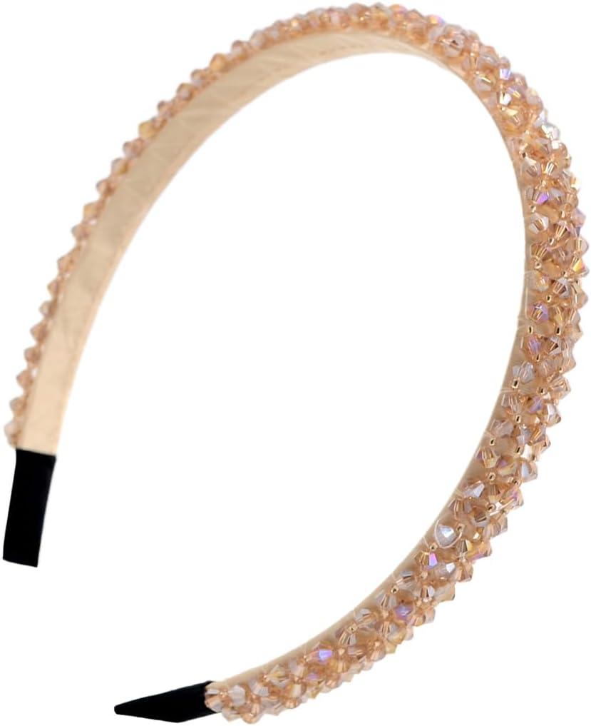 Casualfashion Sparkle 4 Rows Crystal Rhinestone Headbands Beaded Hair Hoop Band (Grey)