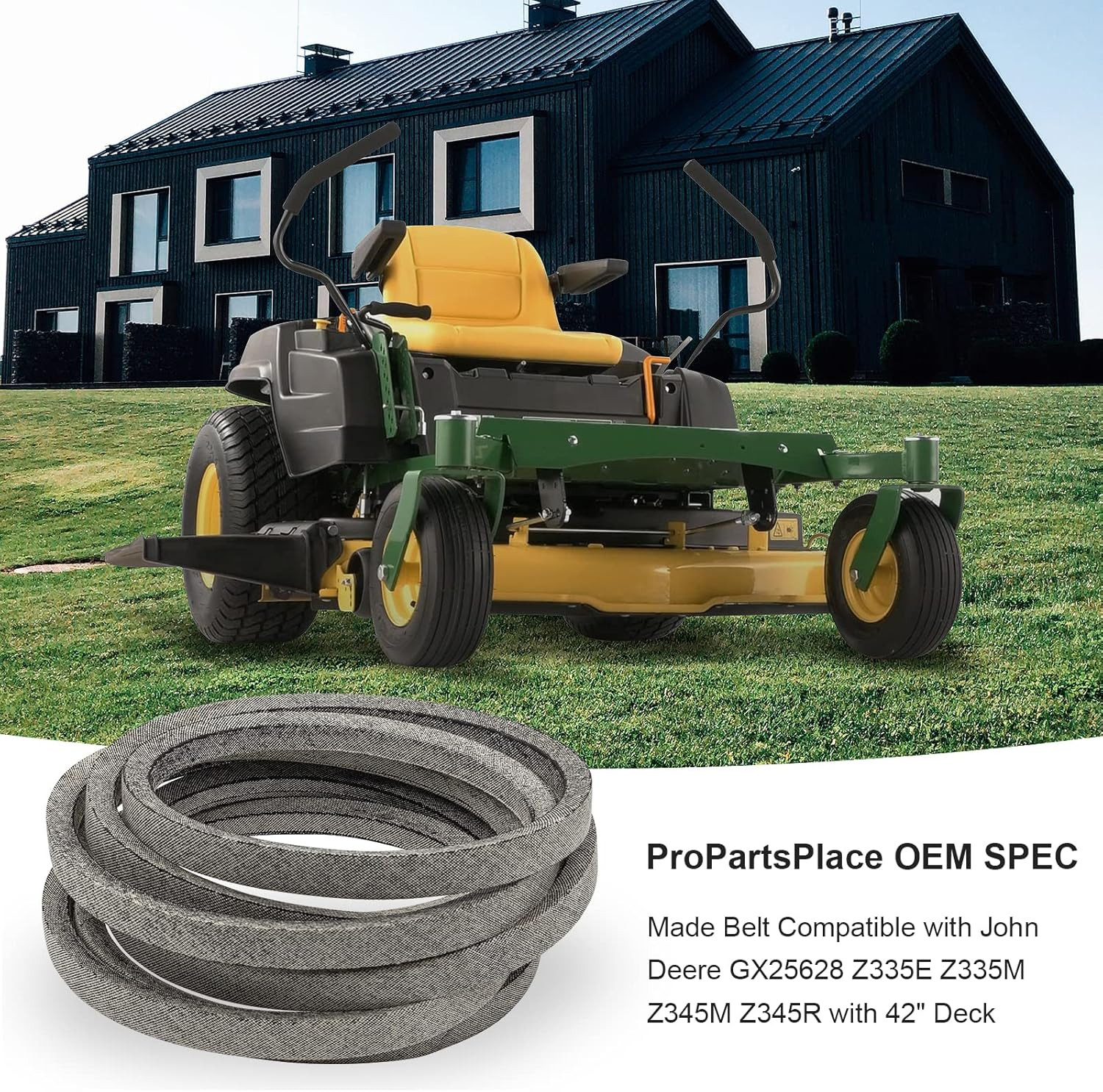 Earthtec OEM SPEC Made Belt Compatible with John Deere GX25628 Z335E Z335M Z345M Z345R with 42" Deck image number 1