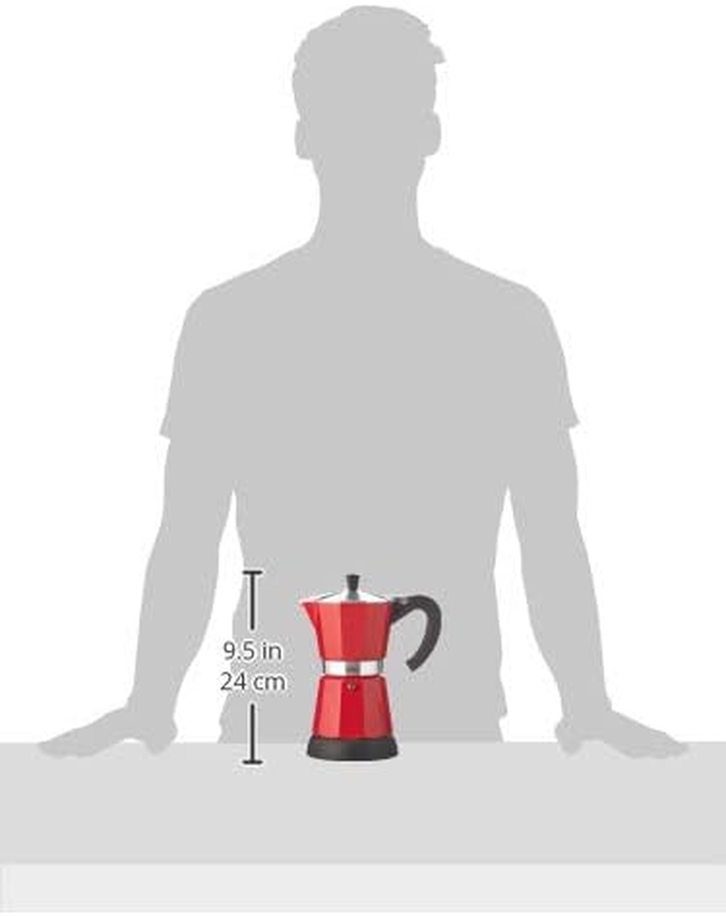 Cilio Classico Aluminium Electric Espresso Maker, 6 Cup Size, Red/Black image number 4