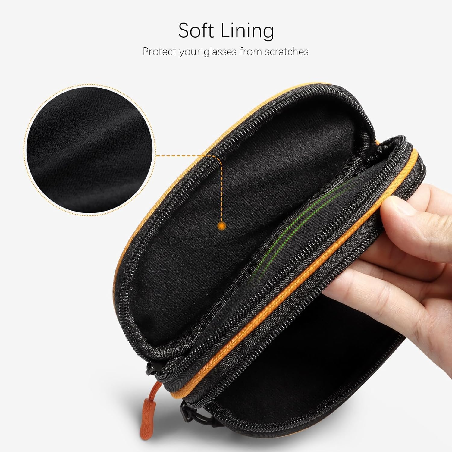 Double Eyeglasses Case Soft Portable Zipper Sunglasses Pouch with Keychain Clip for Men Women image number 1