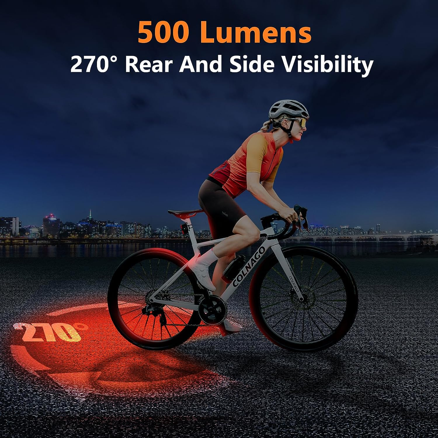 RAVEMEN TR500 500 Lumens Bike Tail Light for Daytime Night Riding, Brake Sensing Bike Rear Light with Side Visibility, 6 Light Modes, USB C Rechargeable Fit Round/Aero Seat Posts image number 6