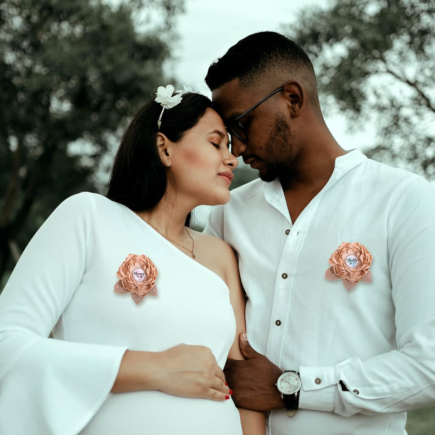 Mommy to Be Sash, Floral Boho Mom to Be Sash for Baby Shower with Mom to Be Corsage Pin Set Light Brown Mom to Be Sash and Pin Pregnancy Sash Boho Baby Shower Decorations for Girl and Boy image number 3