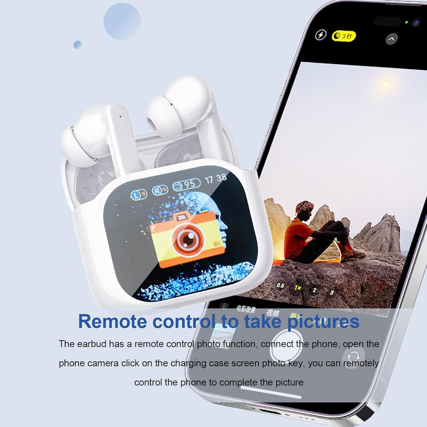 Luocute Language Translator Earbuds, Real Time Translation Earbuds, 144 Languages 5.4 Hifi with Color Screen Charging Case, Offers 6 Hours Play Time and 30 Hours Standby Time. (White) image number 6