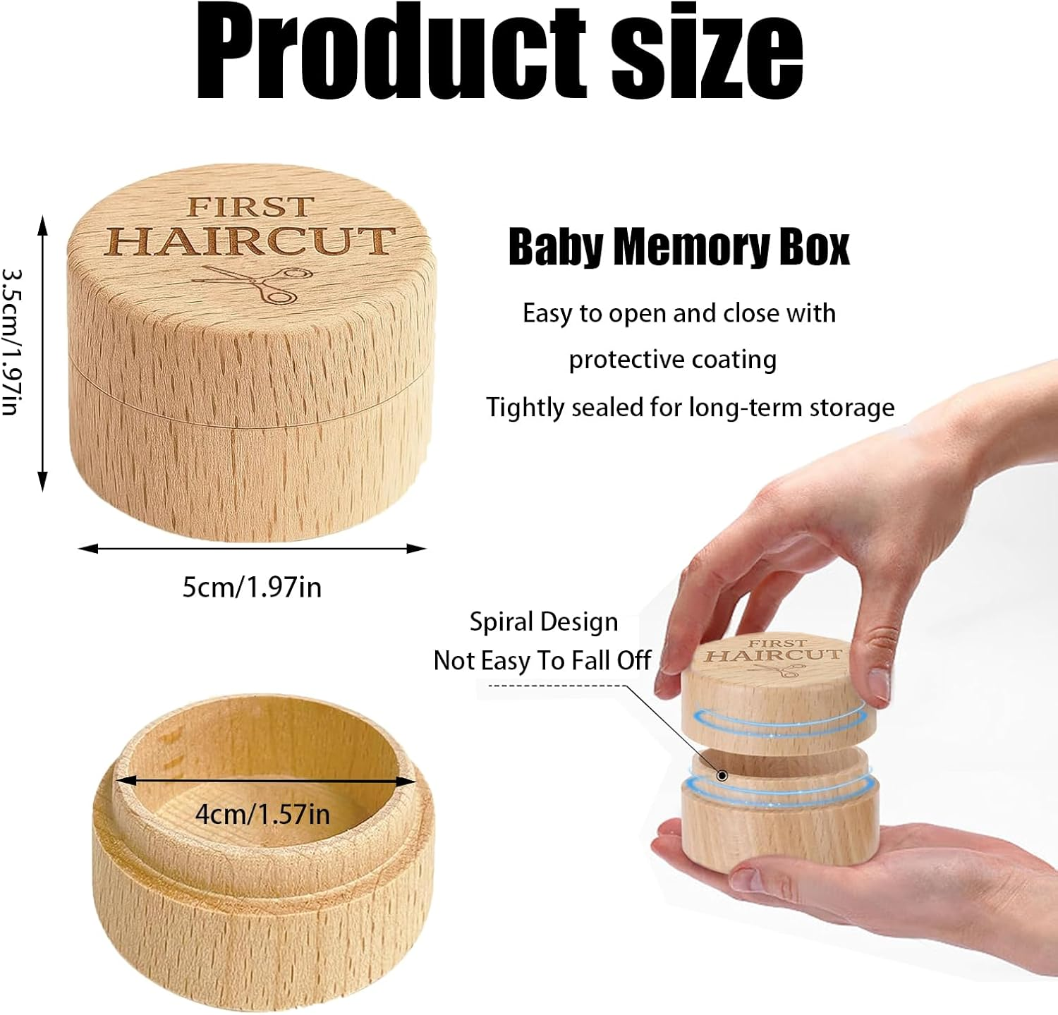 First Haircut Baby Memory Box, Cute Girl Boy Hair Container, with Removable Lid,Easy to Collect and Securely Store image number 3