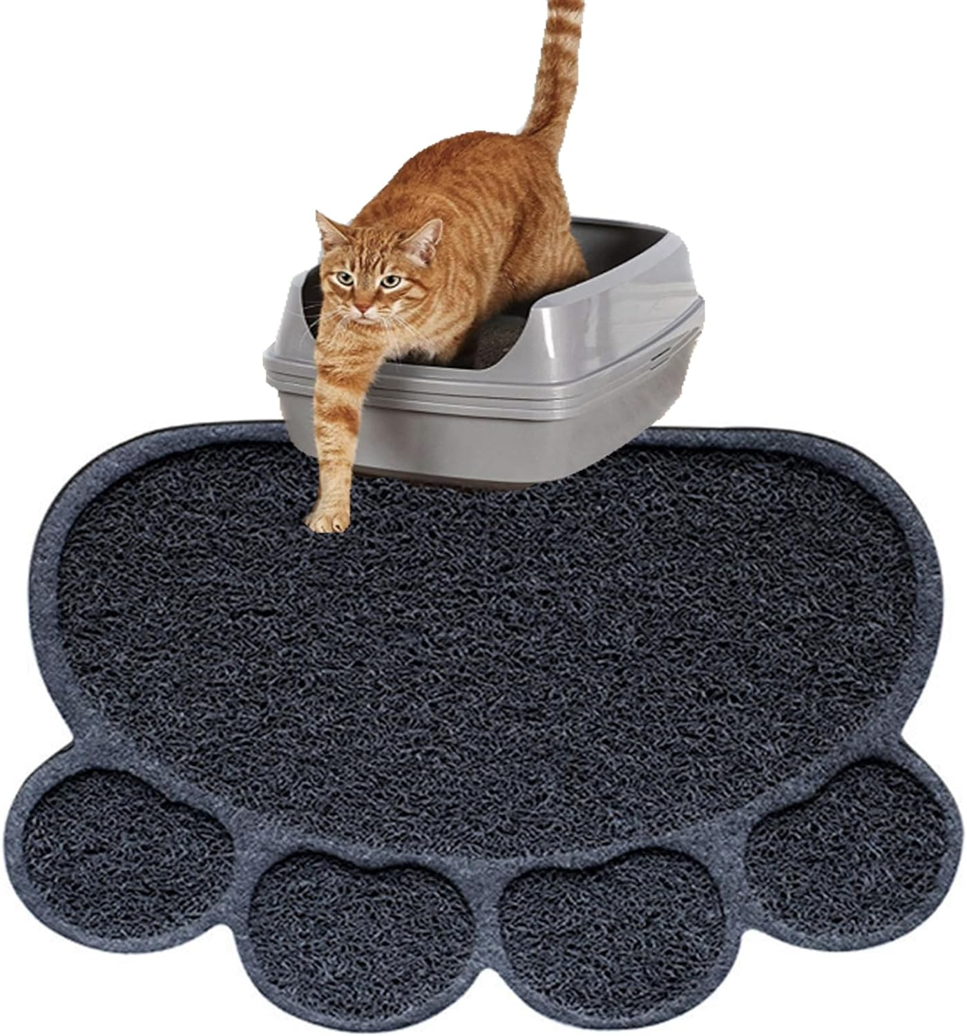 Cat Litter Mat,Large Non-Slip Kitty Litter Mat,23''&times;17''Litter Mat for Litter Box,Cat'S Paw Shape Cat Litter Mat Litter Trapping Mat,Traps Litter from Litter Box Easy to Clean image number 5