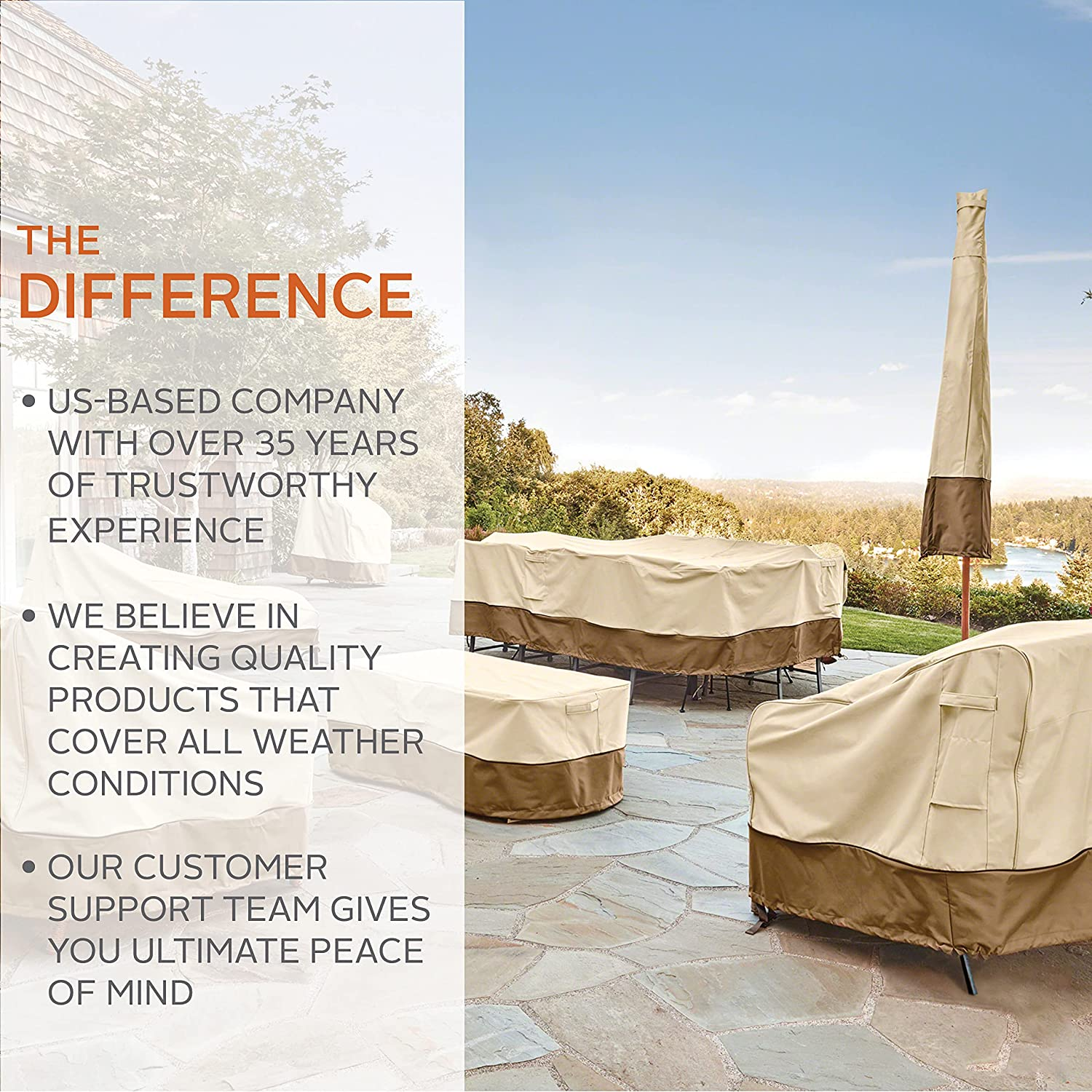 Classic Accessories Veranda Water-Resistant 26 Inch Square Patio Ottoman/Side Table Cover, Outdoor Table Cover image number 2