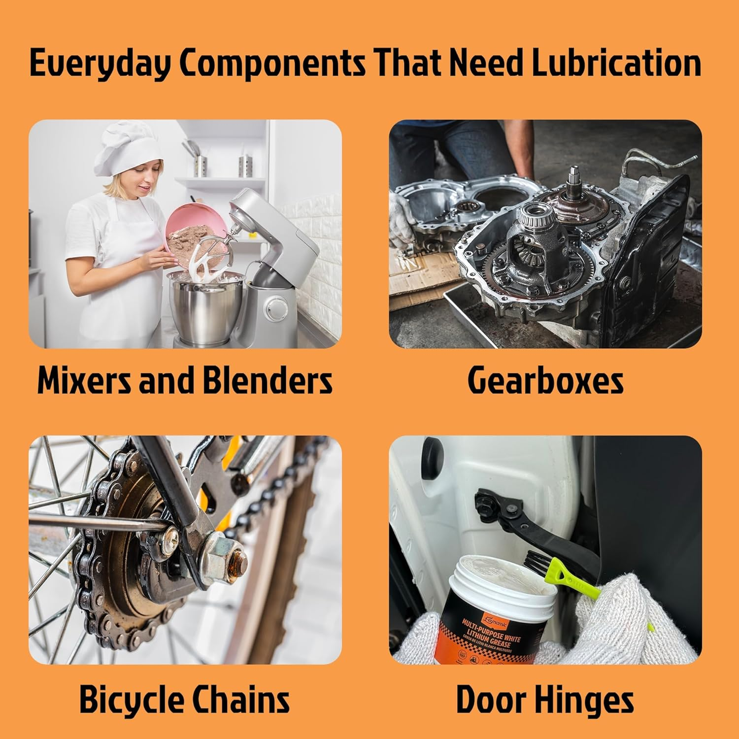 Multi Purpose White Lithium Grease 3.52 Oz for Automotive Brake Calipers Door Hinges Bike Bearings Tracks High Temp Heavy Duty NLGI 2 Lubricant Protects against Rust and Corrosion (100G) image number 5