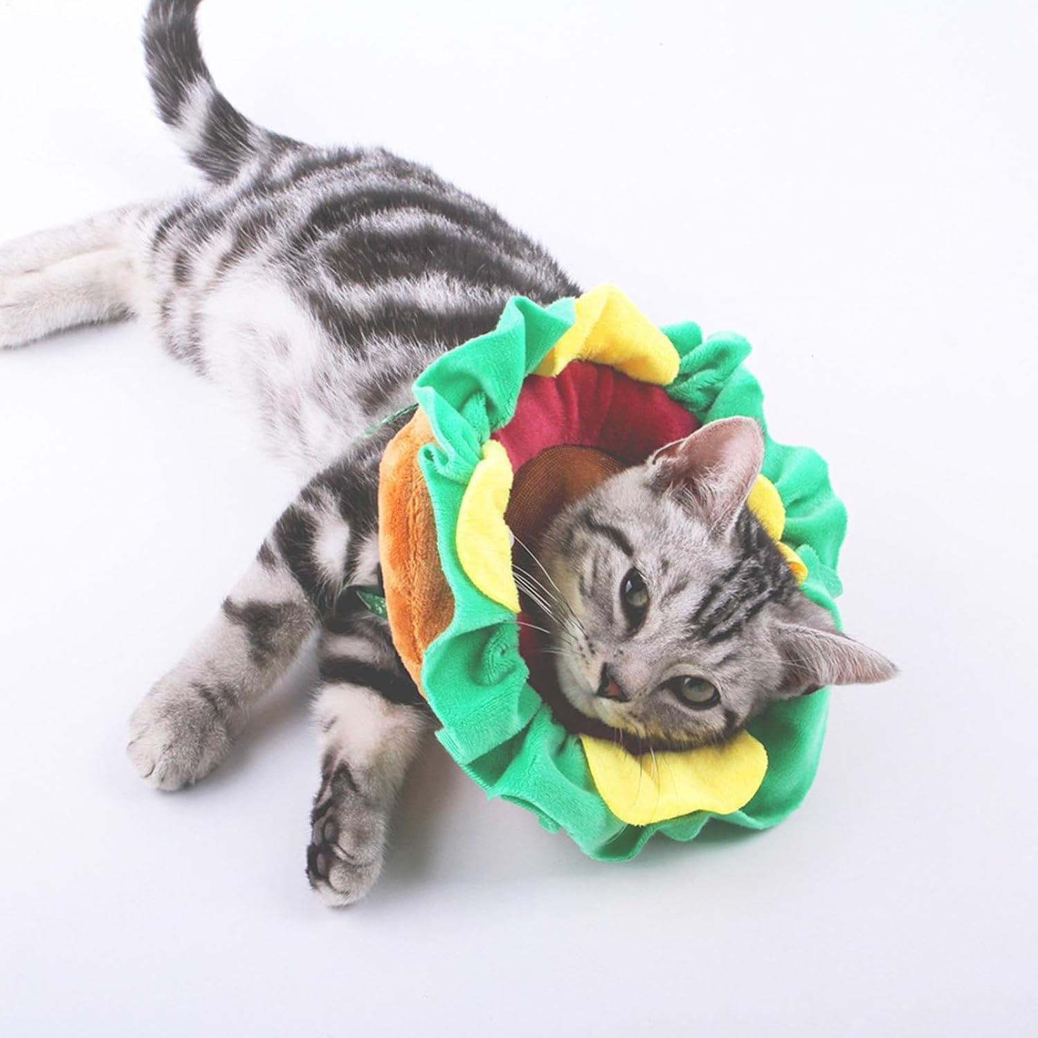 Pet Clothing Hat, Cat Food Hat, Funny Hamburger Plush Collar, Pet Supplies, Costume Accessories, Adjustable Cosplay Headwear for Christmas Birthday