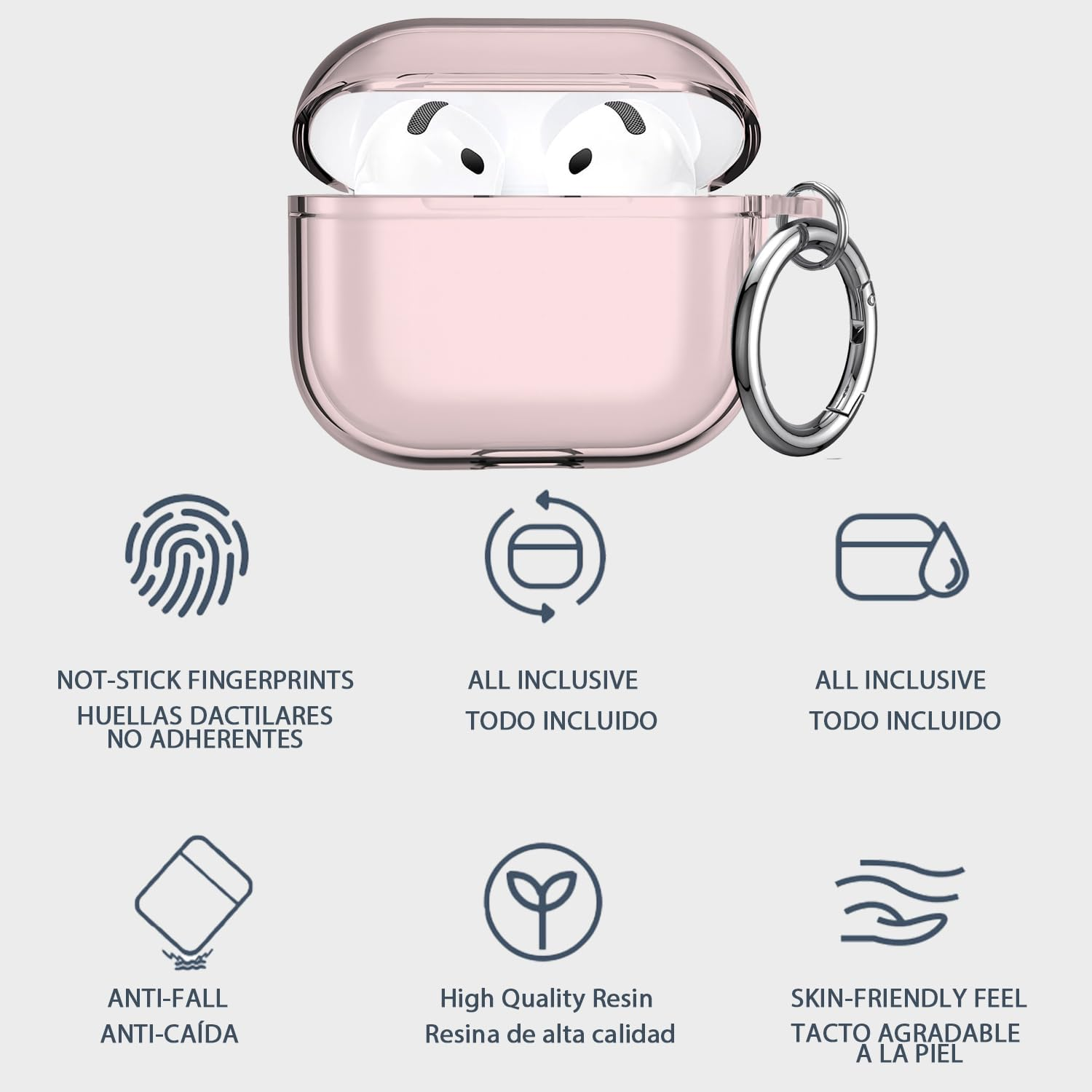 USTIYA Case for Apple Airpods 4 Cover Airpods4 2024 Shock-Absorption Transparent TPU Thickening (Pink/Red) image number 3