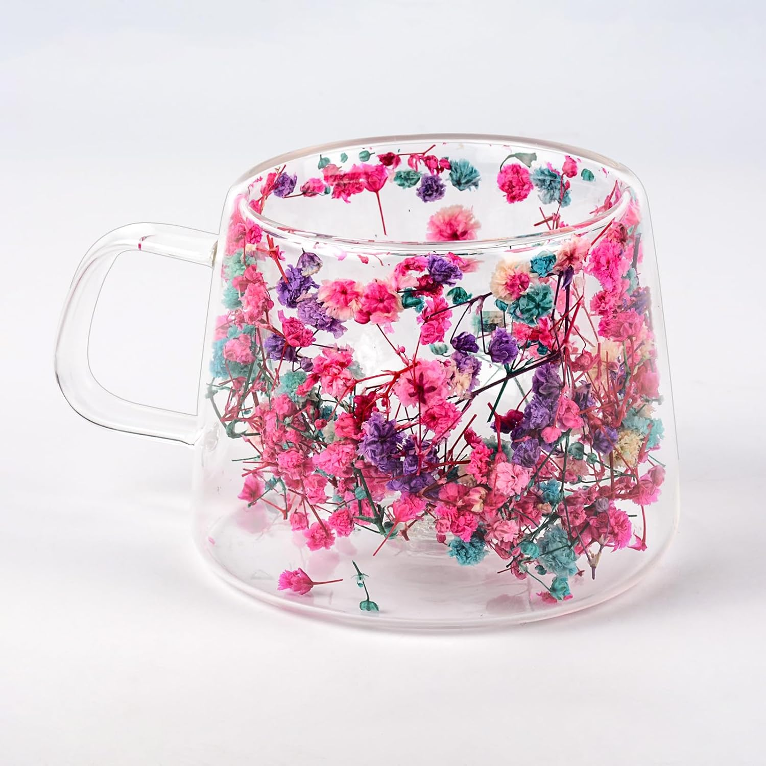 Double Wall Glass Coffee Mugs Cute Tea Cups Heat Resistant Transparent Mug Aesthetic Floral Design Best for Women Friend Teacher Mum Unique Birthday image number 2