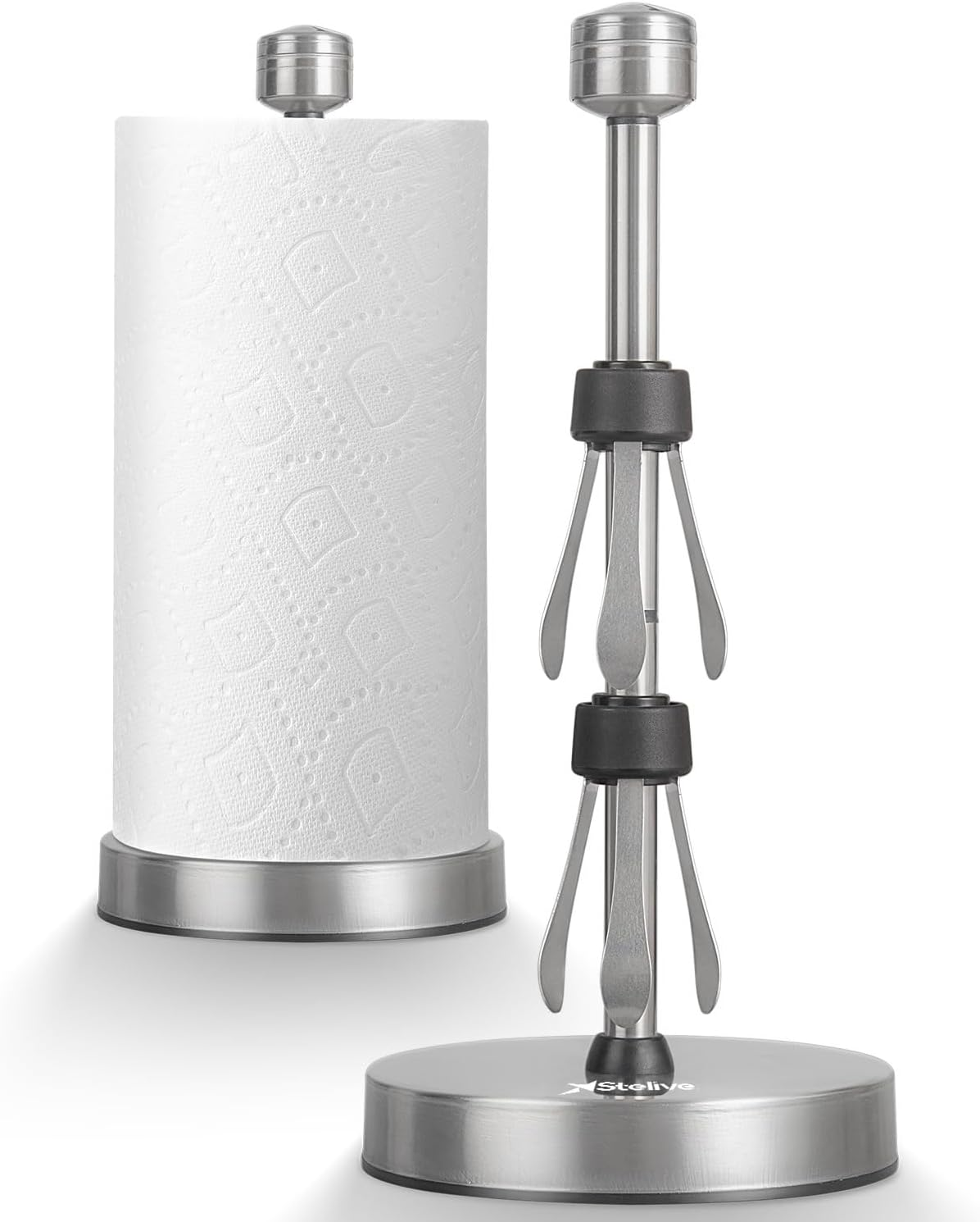 Stelive 11 Inch Paper Towel Holder, One-Handed Pull & Tear, Stainless Steel, Free-Standing Kitchen Roll Holder, Weighted Paper Towel Dispenser with Suction Cups Base, Suit for Any Roll Size (Silver) image number 5