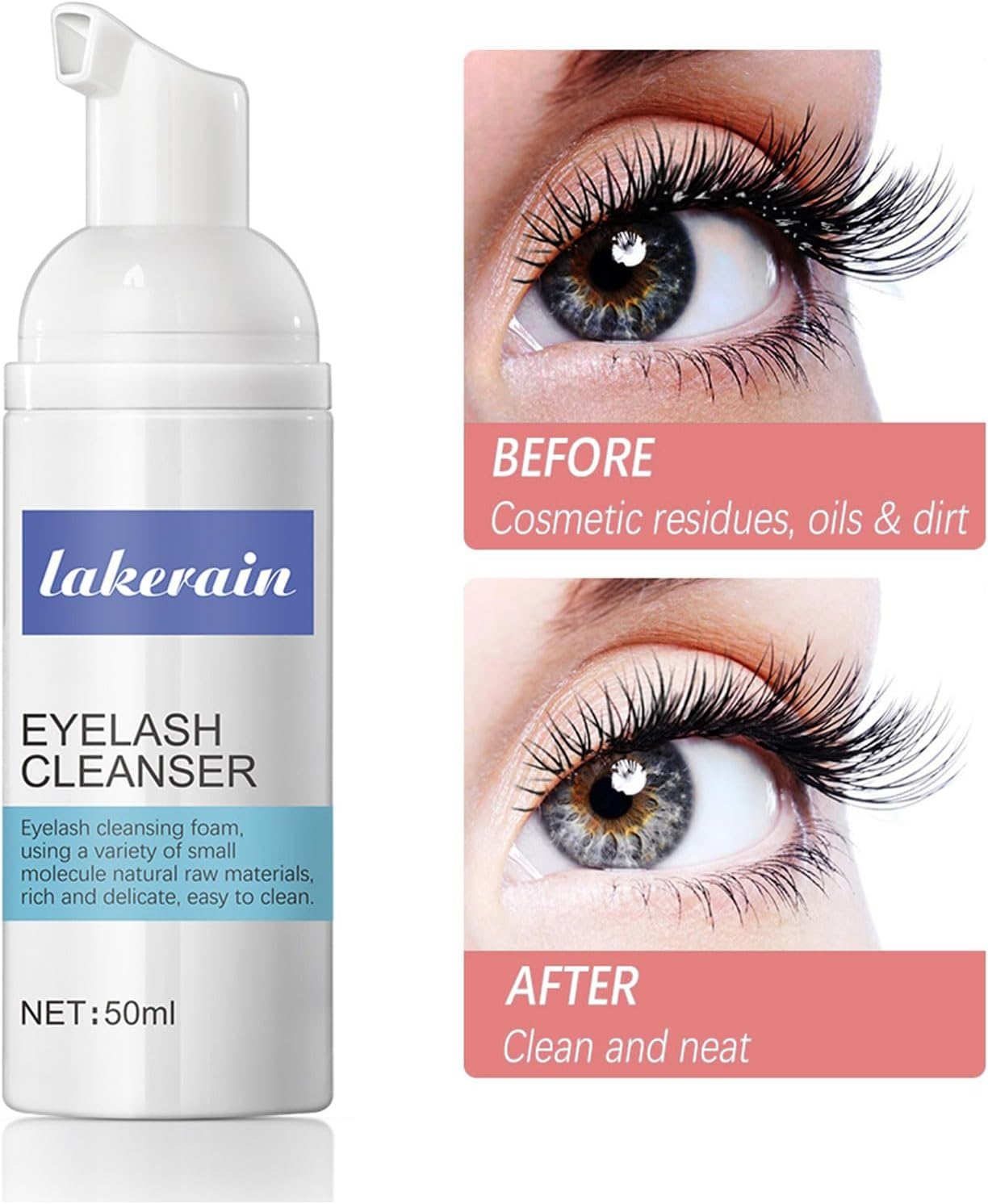 Lash Shampoo Clean Mousse for Eyelash Extension with Brush, Lash Cleanser, Eyelash Wash for Extensions, Eyelash Cleaner Mousse for Professional Use Lash Foam Cleanser - Salon Use and Home Care image number 1