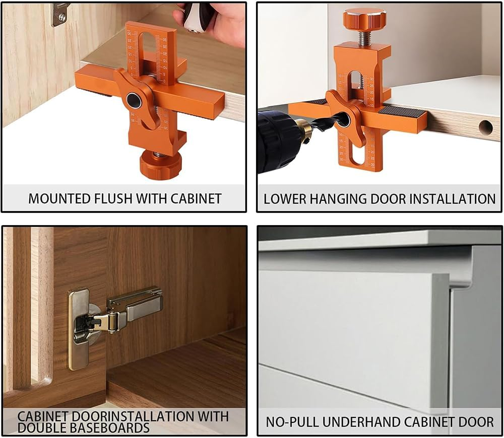 HHWRT Cabinet Door Positioning Tool, Cabinet Door Installation Positioner, Versatile Locator Pocket Hole Jig Kit, Adjustable Length Cabinet Aid Positioner, Aluminum Alloy Mounting Hardware image number 5