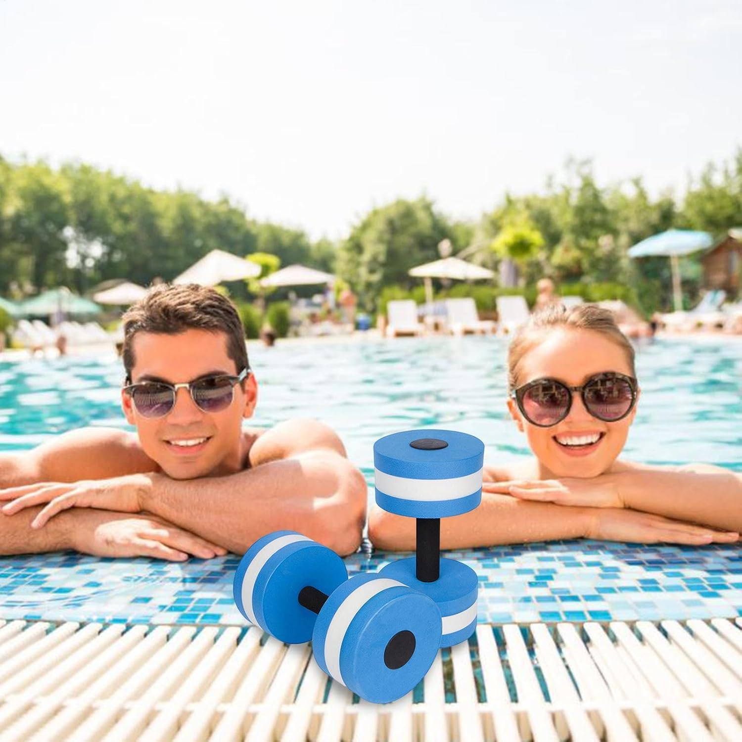 Water Aerobics Weights - Water Exercise Set, Water Dumbbells EVA Foam Floating Water Weights | Exercise Dumbbells Aqua Dumbbells Multifunctional Lightweight Portable for Workout Women, Men, Boys image number 5