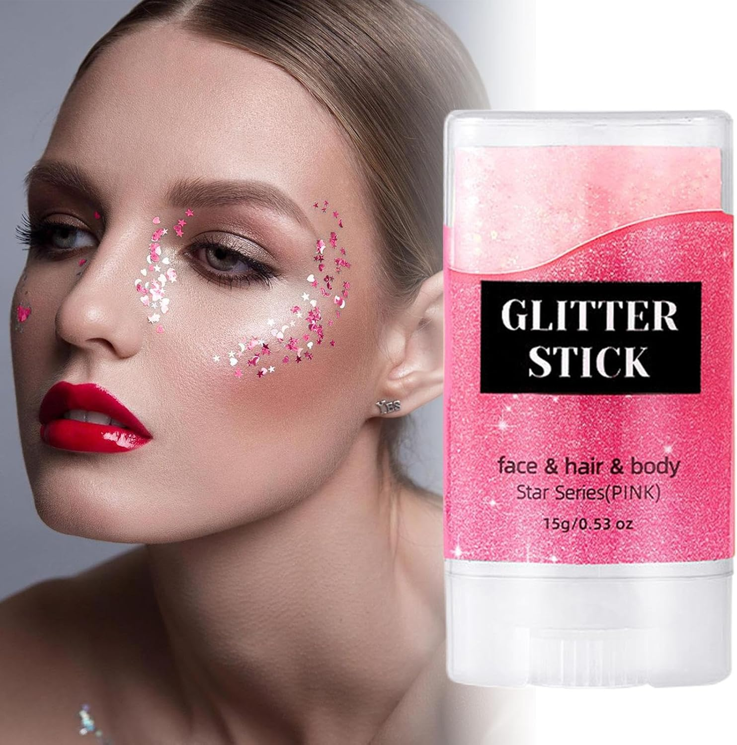 Stick Hair Glitter | Festival Makeup Face Glitter Stick - Skin-Friendly Versatile Shimmer Makeup for Stage School Celebration Party Events - Gold image number 3