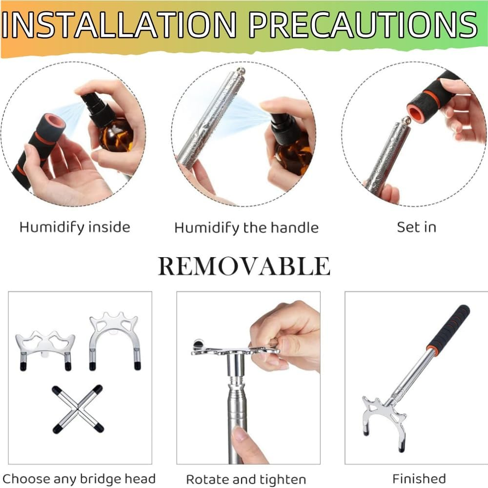 HIDOSNG Pool Cue Snooker Pool Bridge Stick Pool Table Accessories Retractable Billiards Cue Stick Bridge with 3 Pieces Removable Brass Bridge Head, Billiards Pool Cue Accessory for Pool Table（Silvery） image number 1