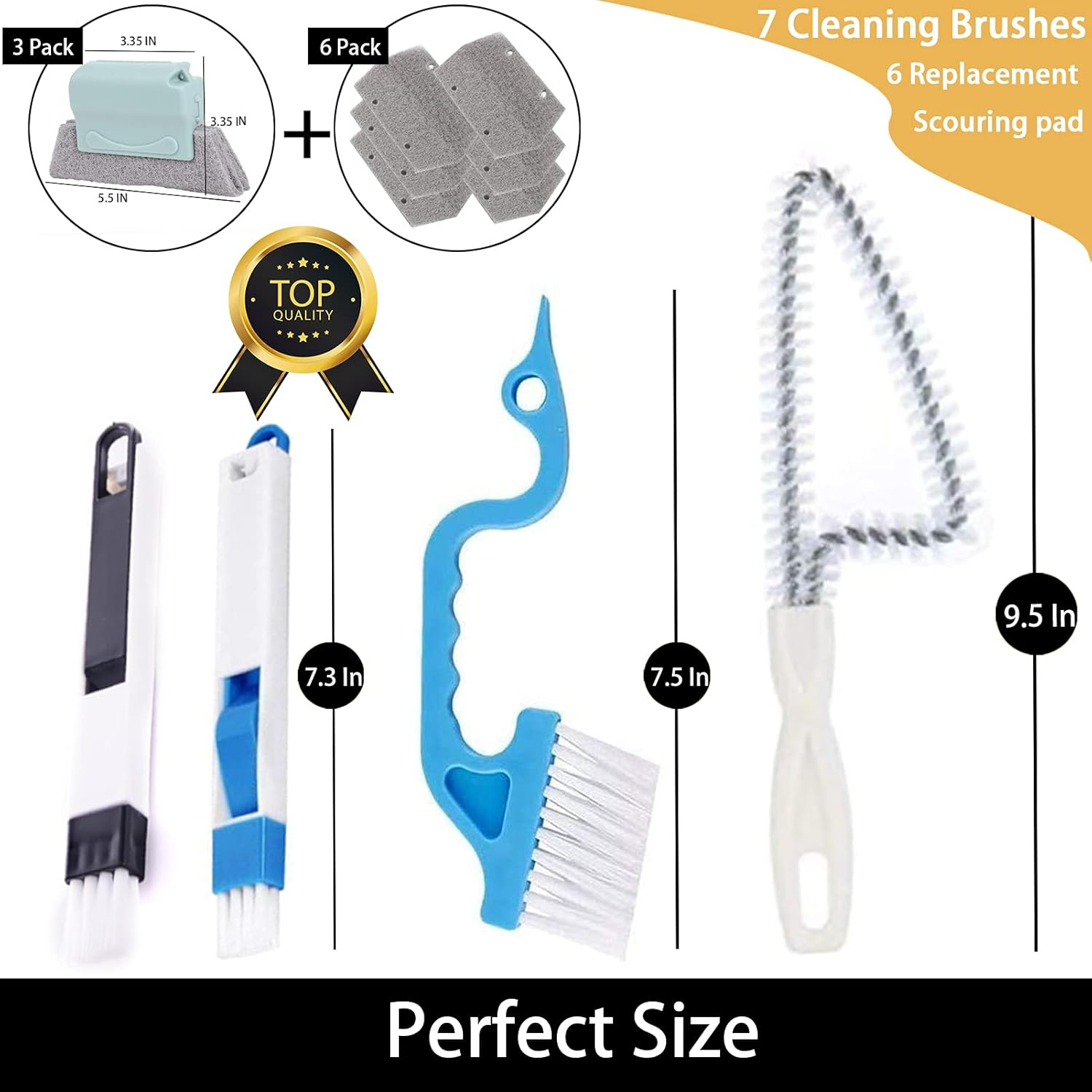 Window Groove Cleaning Brush, 13 PCS Hand-Held Window Track Cleaning Tools, Window or Sliding Door Track Cleaner for Sliding Door, Sill, Tile Lines, Shutter, Car Vents, Keyboard, Small Clean Kit image number 4