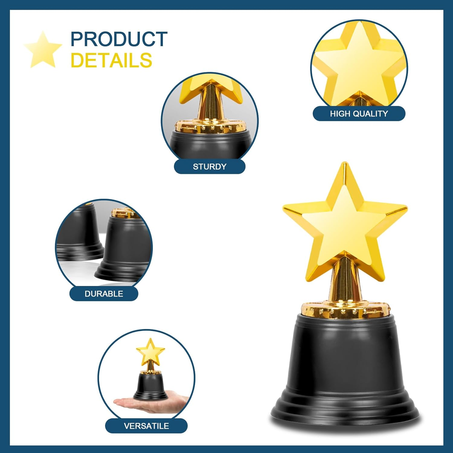 Glarks 10Pcs Mini Star Trophy Awards, 4.5 Inch Gold Award Trophies Plastic Star Trophy Cups for Adults Kids Party Favors, Games/Competitions Winning Prizes and Celebration Rewards image number 5