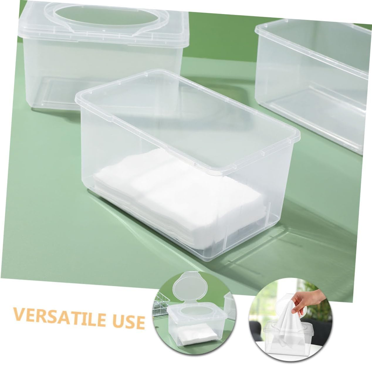 4Pcs Baby Wipes Dispenser Refillable Wet Tissue Case with Lid Dustproof Pp Plastic Holder for Home and Travel Use Easy Access for Baby Care image number 2