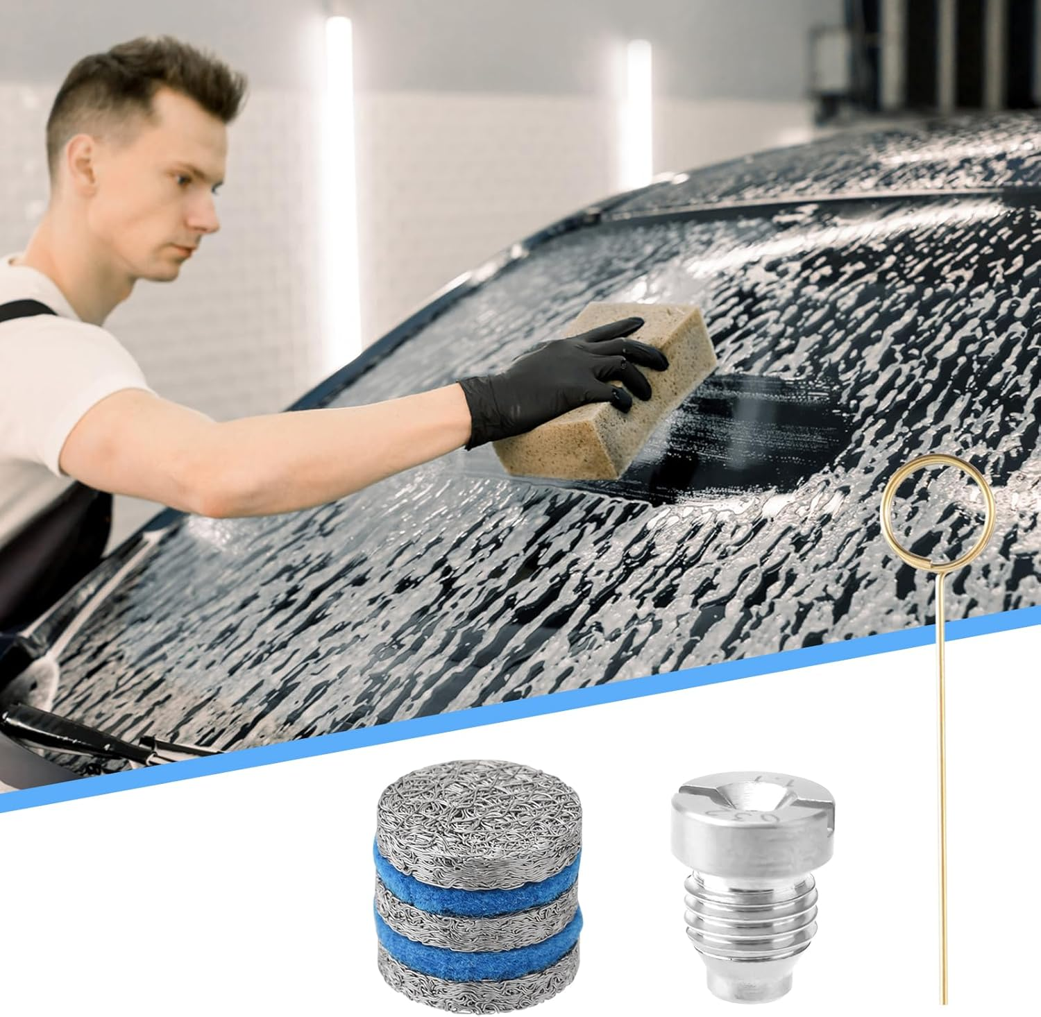 0.04In Foam Cannon Orifice Nozzle Tips, Universal Foam Cannon Nozzle 3000 PSI Foam Cannon Nozzle with 3 Foam Maker Mesh 2 Cotton Pads Cleaning Needle for Snow Foam Lance Replacement image number 6