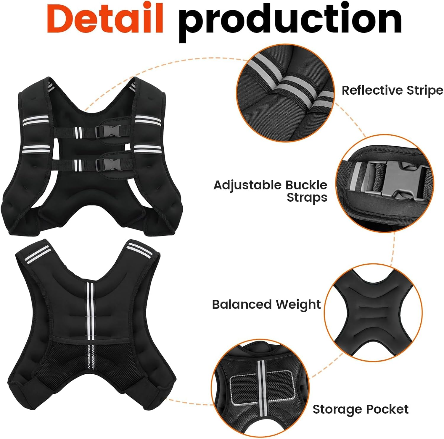 Weighted Vest, Weight Vest with Detachable Phone Pouch, Rucking Vest for Women, Men, Walking, Weight Loss, Training, Running - 5Kgs image number 5