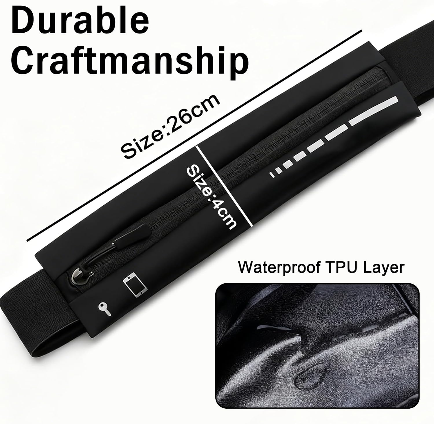 Running Belt for Men, Running Vest Waist Pack with Phone Holder, Fanny Pack for Runners Workout Jogging, Money Belt Running Accessories, Black One Size image number 2