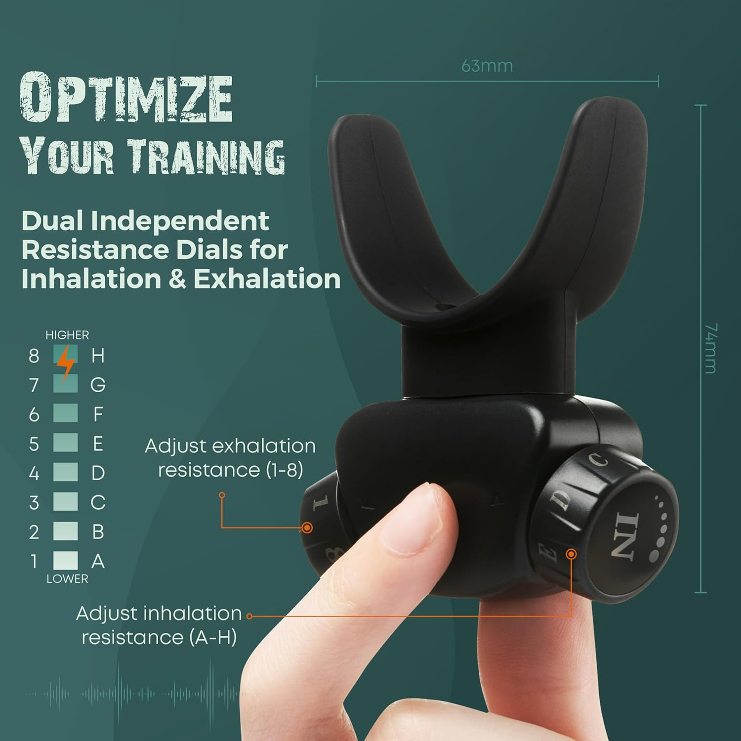 Adjustable Respiratory Trainer, Handheld Breathing Exercise Device with Dual Mouthpieces, Independent Resistance Settings for Enhanced Breathing Techniques