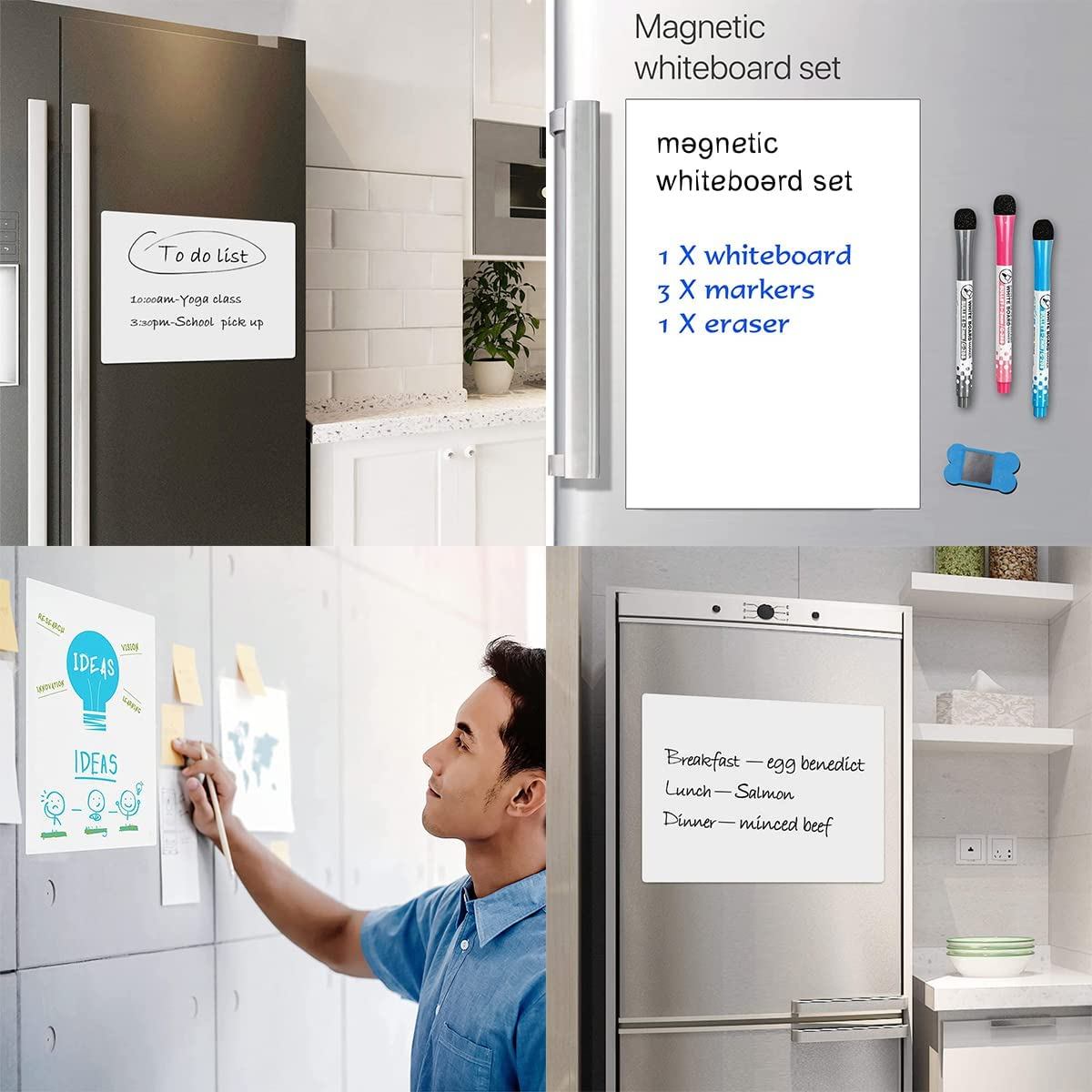 2 Pack Magnetic Portable Fridge Dry Erase Whiteboard Home Kitchen Memo Board for Refrigerator, Monthly Planner Sheet, Home, Office, School with 3 Whiteboard Markers, 2 Push Pin Magnets, 1 Eraser (A3) image number 4