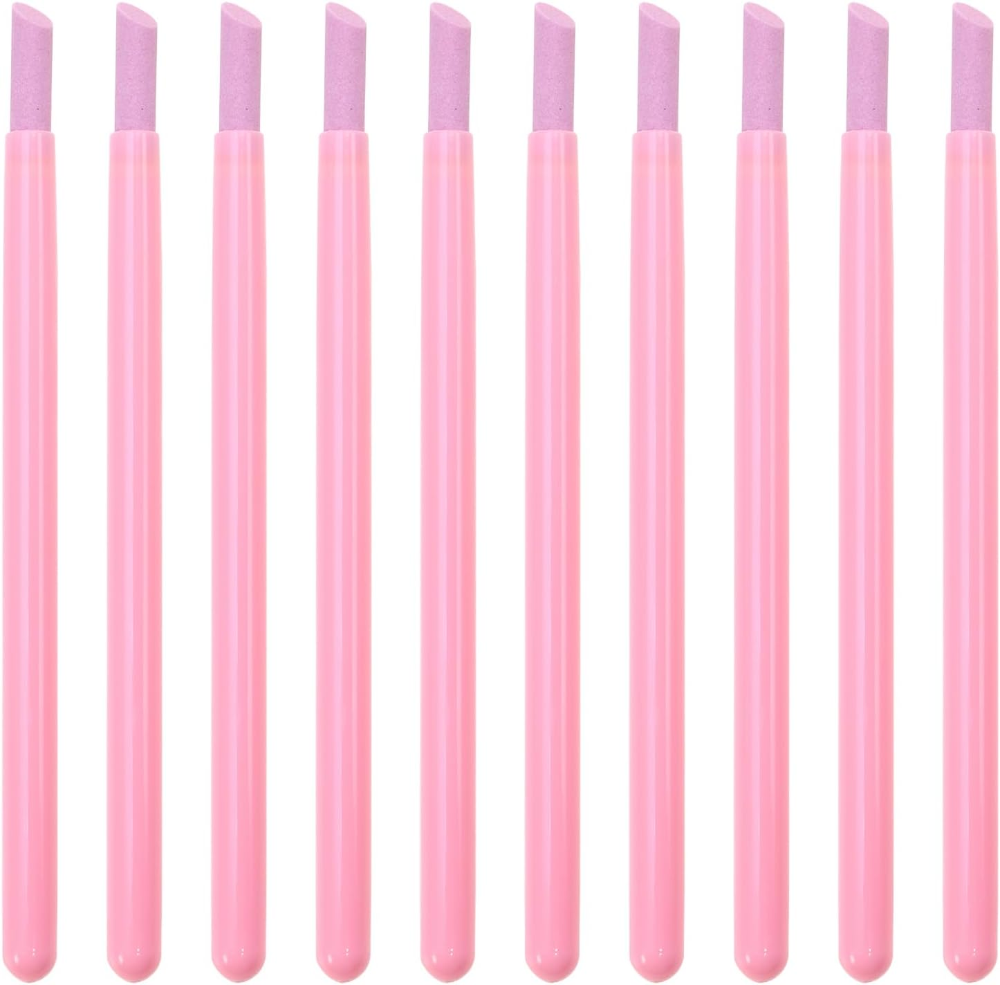 ONLYKXY 10Pcs Pumice Stone Nail Cuticle Pushers Plastic Handle Trimmer Cleaning Cuticle Remover Stick Nail File Art Manicure Pedicure Tools for Nails Cuticles Fingernail Care (Pink)