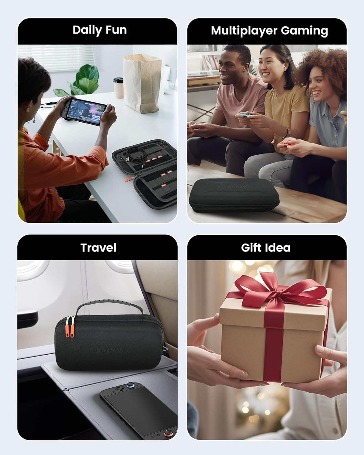 TRANSNOVO Travel Carrying Case Compatible with Nintendo Switch 2 (2025) with 24-Card Slot, 16-In-1 Switch 2 Accessories Kit with Screen Protector, Joycons Keycaps, Foldable Stand & Dust Stopper image number 1