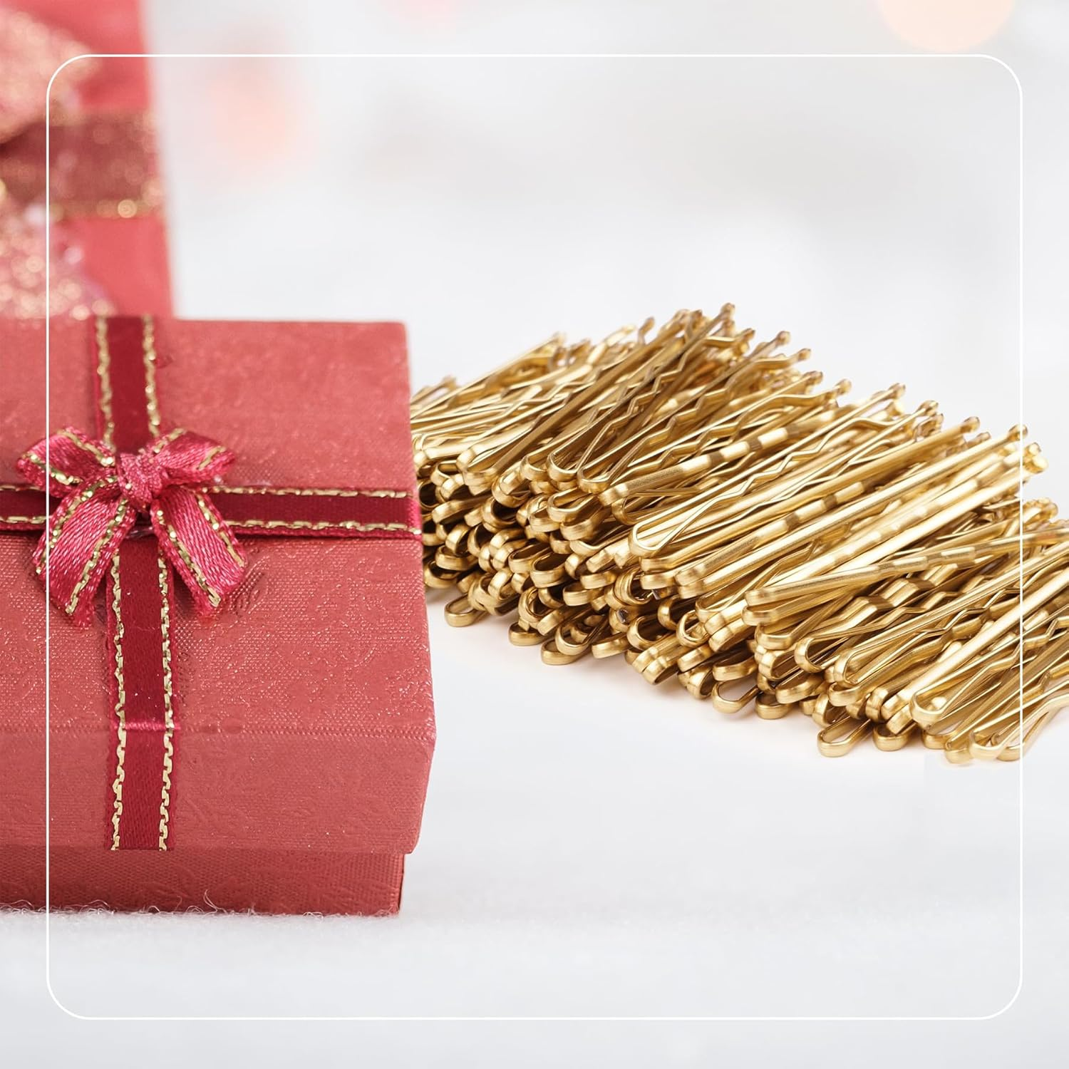 100 Pcs 2.2 Inch Bobby Pins Blonde, Gold Hair Pins, Medium Size Wavy Bobby Pin, Secure Hold Bobby Pins with Store Box, Hair Pins for Kids, Girls and Women image number 3