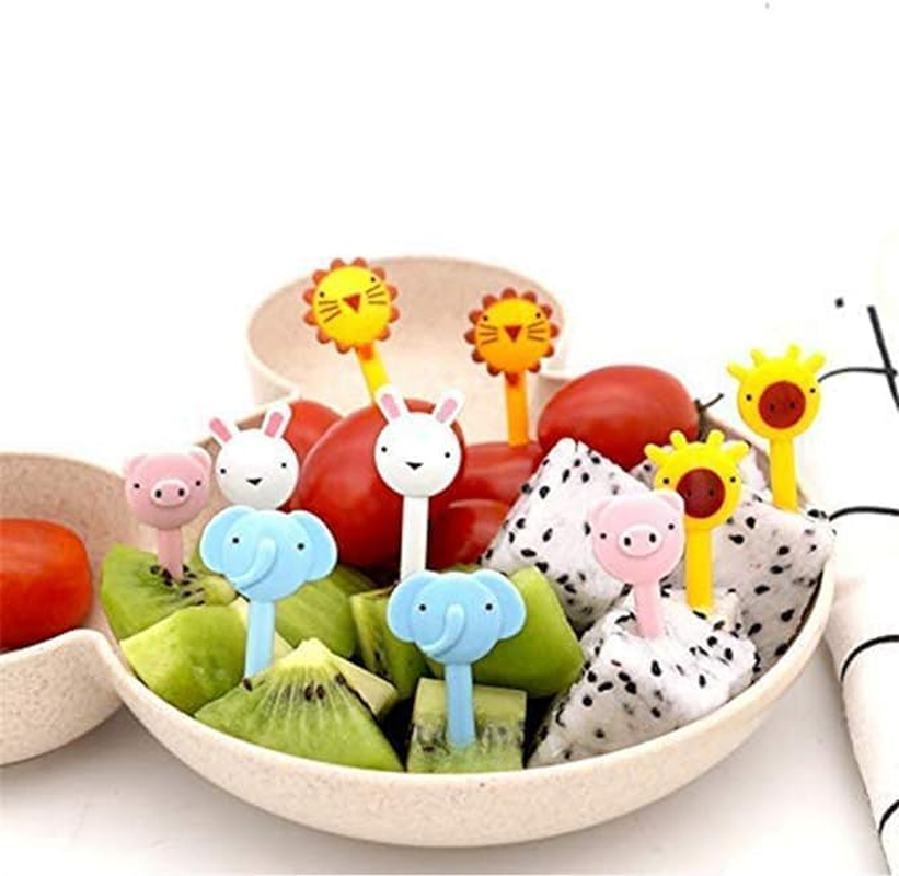 ZANZER Food Fruit Fork Picks for Kids Cute Animals Bento Box Decor Forkscake Little Forks Dessert Forks Mini Cartoon Toothpick for Cake Dessert Pastry Party Supply (Color D) image number 6