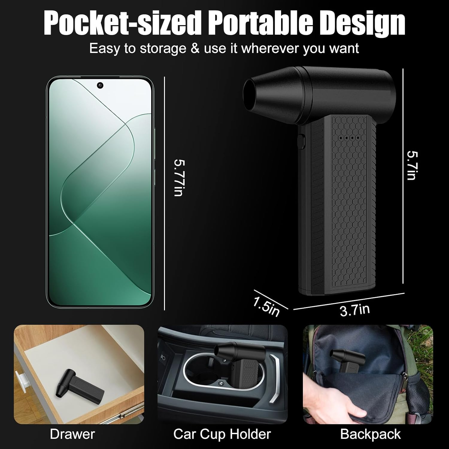 B-Qtech Compressed Air Duster, 130000RPM Air Blower with 4 Gear Adjustable, Electric Air Duster with Brushless Motor for Keyboard, Computer, Car and Home Cleaning image number 1