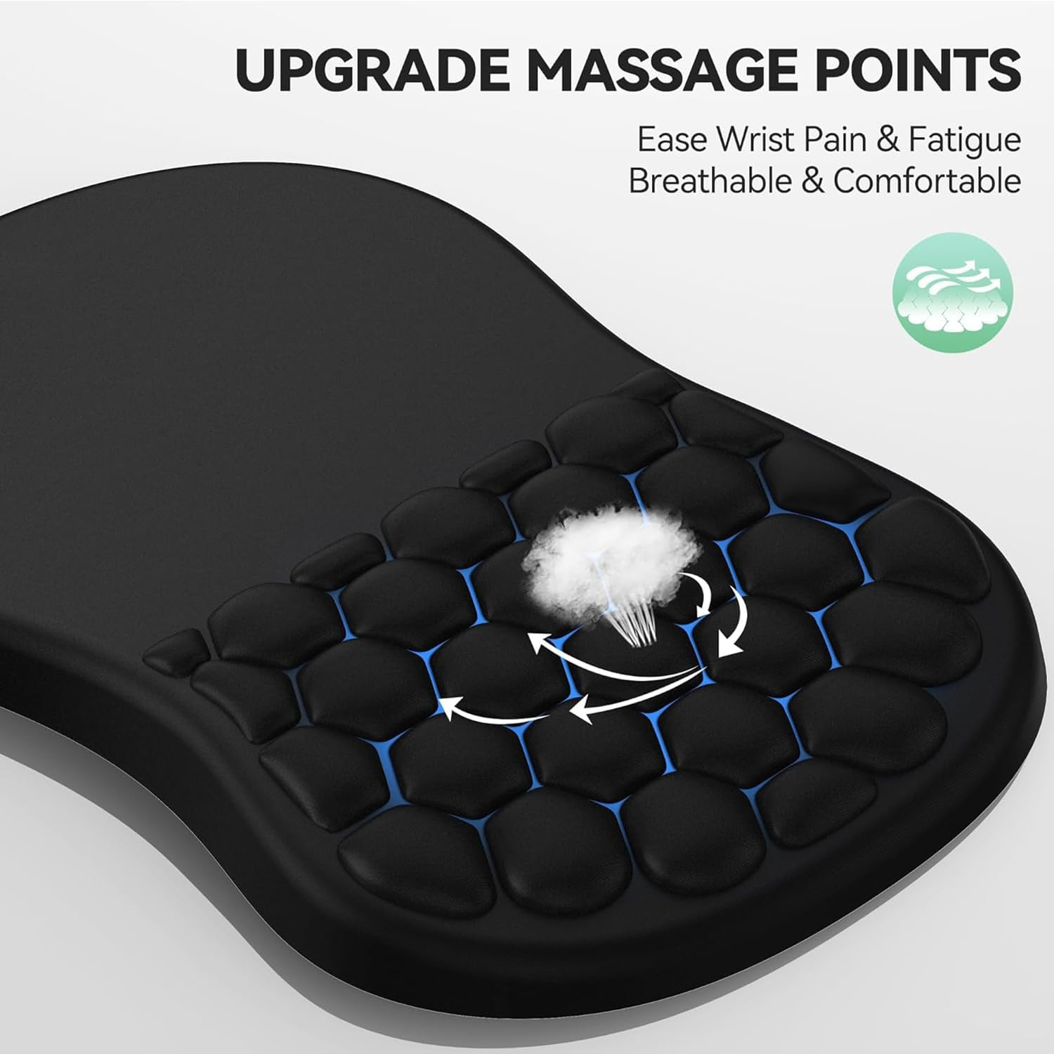 Mouse Pad Wrist Support, Ergonomic Mouse Pad with Wrist Rest, Comfortable Computer Mouse Pad for Laptop, Pain Relief Mousepad with Non-Slip PU Base for Wireless Mouse & Desk image number 2