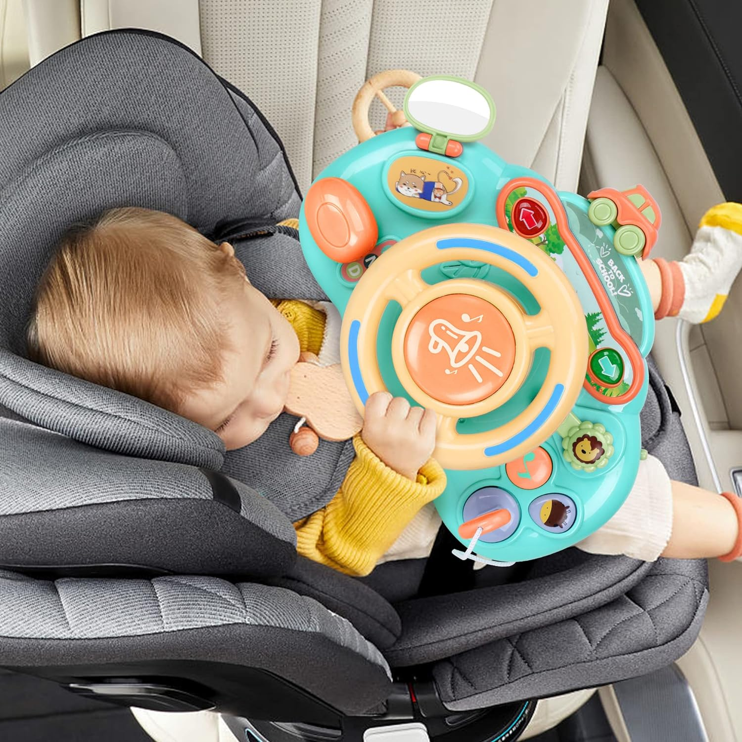 Baby Turn and Learn Driver Steering Wheel Toys, Musical and Light Toy for Toddler (Blue) image number 1