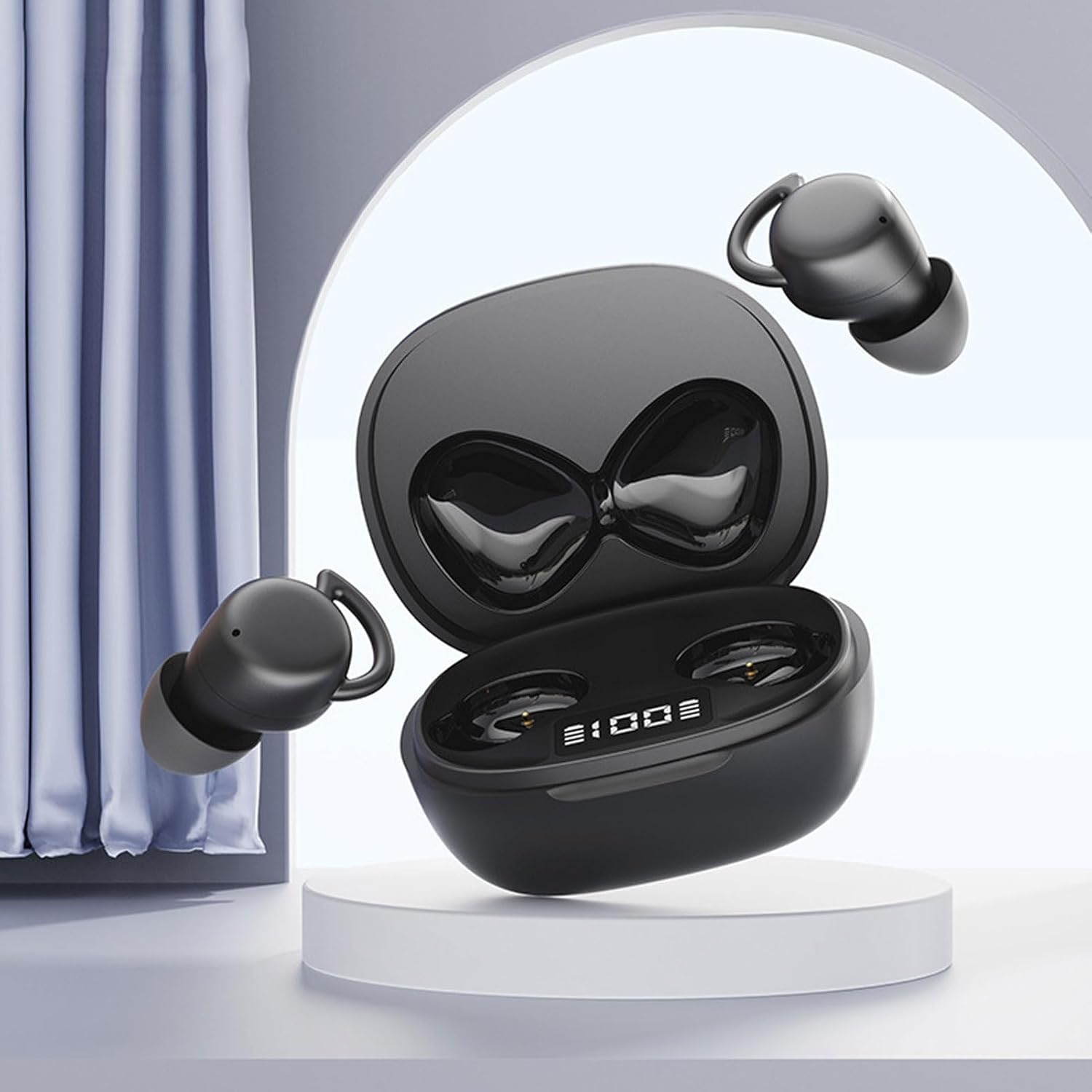 Bewinner Wireless Earphones with Noise Cancellation, Bluetooth 5.4, 25 Hours Playtime, Hifi Sound, Gaming with Low Latency, Lightweight, Comfortable Fit for Running, Sports and (Black) image number 1