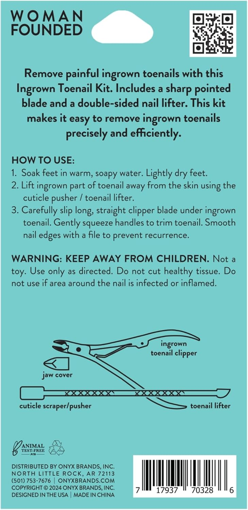 Onyx Professional Ingrown Toenail Kit with Toenail Clippers & Double-Ended Cuticle Pusher, Durable Stainless Steel, Easy to Use Ingrown Toenail Removal Kit, 2 Piece At-Home Pedicure Tools image number 6