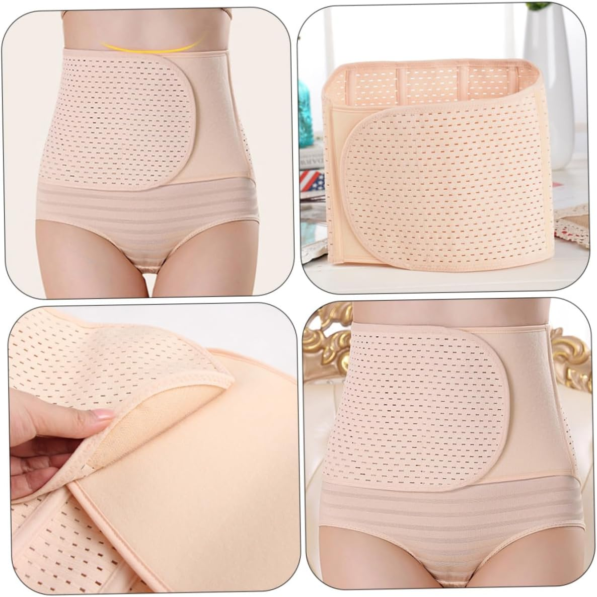 2Pcs Professional Postpartum Maternity Belly Bands Beige Lightweight Abdominal Binders for Waist Support Pelvic and Post Surgery Stability for Mothers image number 6