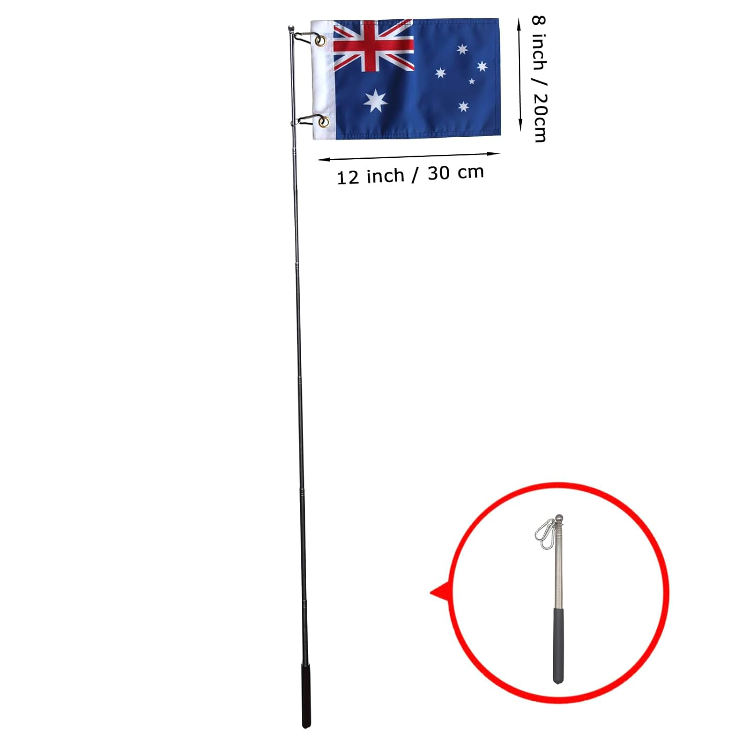 National Flag Countries Flags with Handheld Flagpole Telescopic Stainless Steel Pole with Snap Clips (Australia, with 1.6M Pole) image number 4