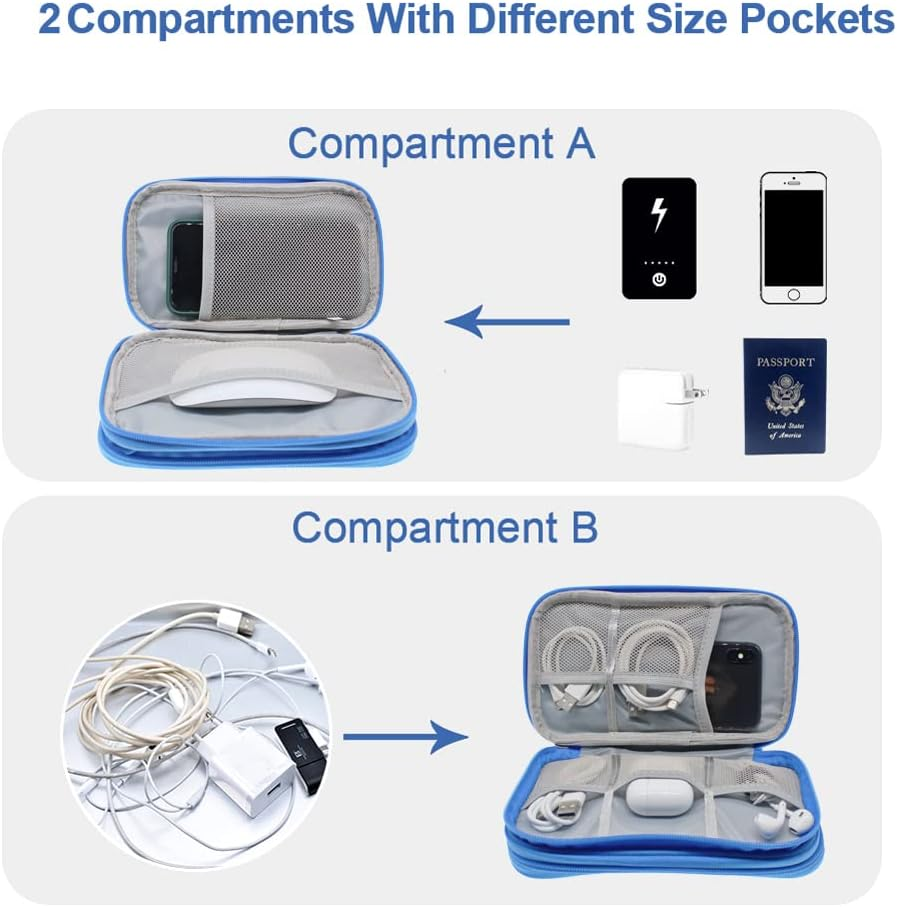 Ddgro Premium Blue Water-Resistant Compact Portable Electronics Accessory Organizer Case image number 2