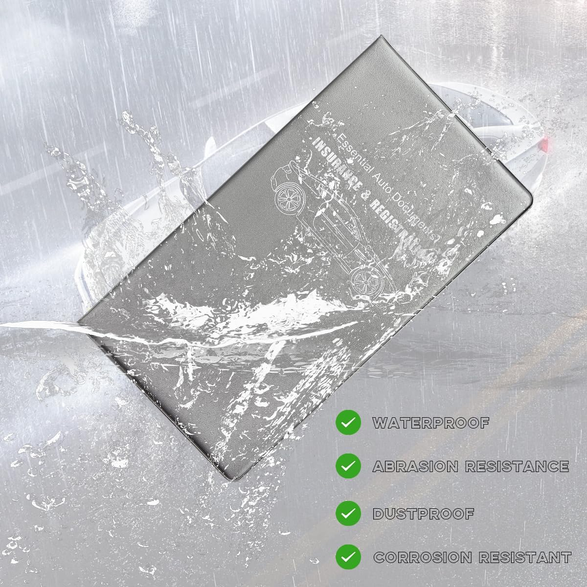 Yourkar Car Registration and Insurance Holder, 9.56"&times;5.19" Automotive Glove Box Organizer, Vehicle Card Document Glove Box Organizer for Documents Cards License, Car Accessories (Gray) image number 5